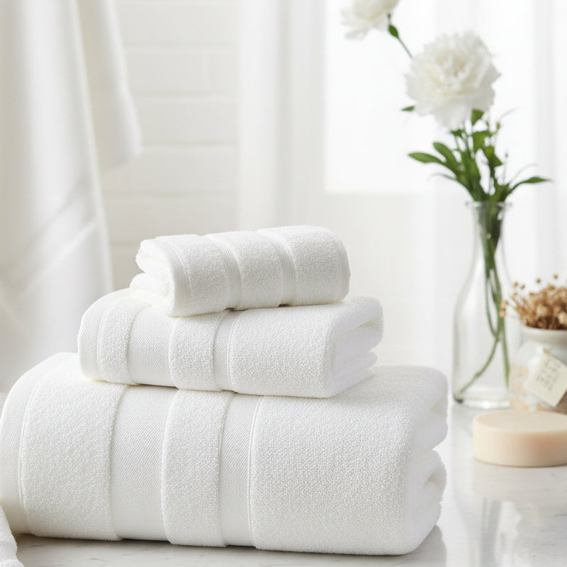 100% Pure Cotton Towel Set - White