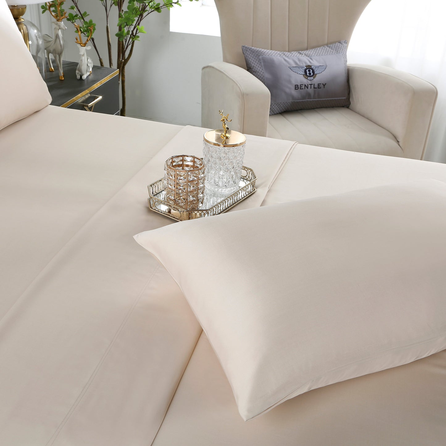 Beige Organic Bamboo Bedsheet Set - Single Size