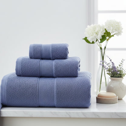 100% Combed Cotton Towel Set - Blue