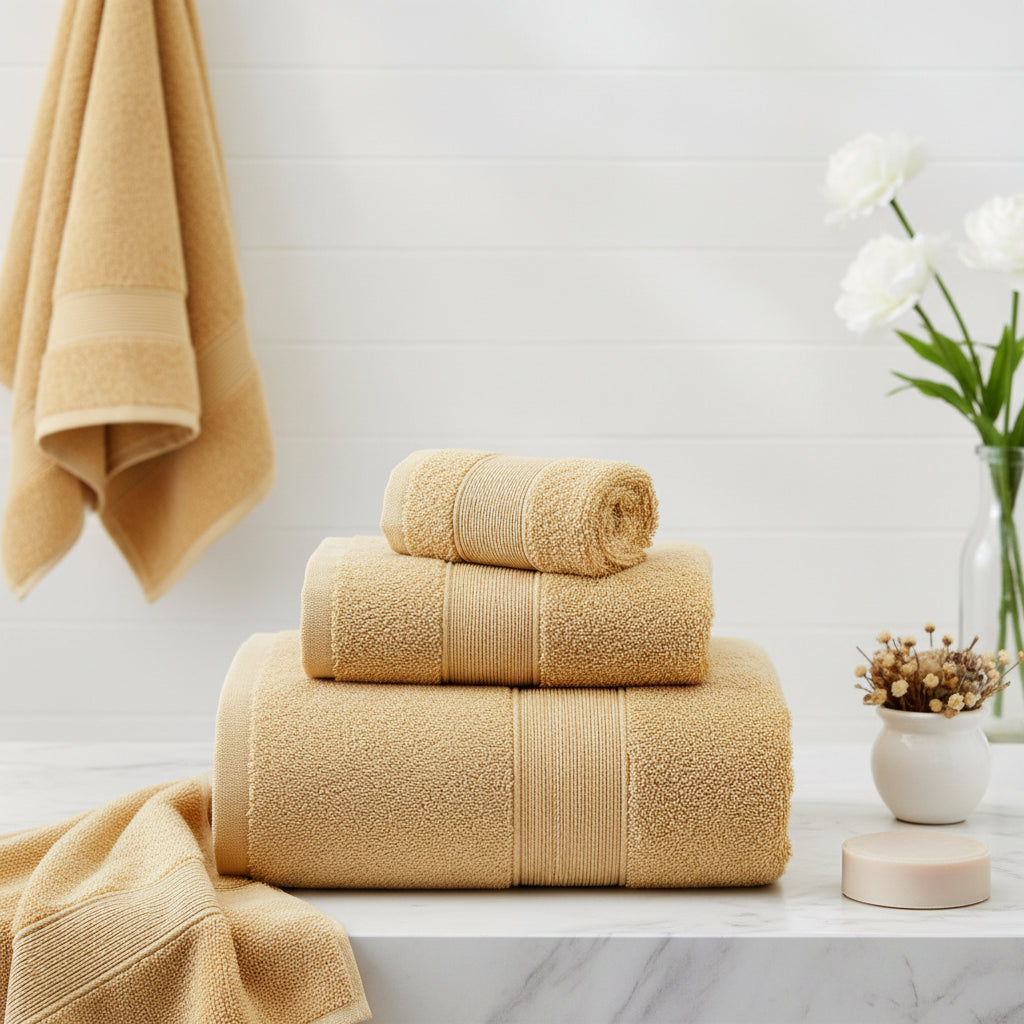 100% Combed Cotton Towel Set - Curry