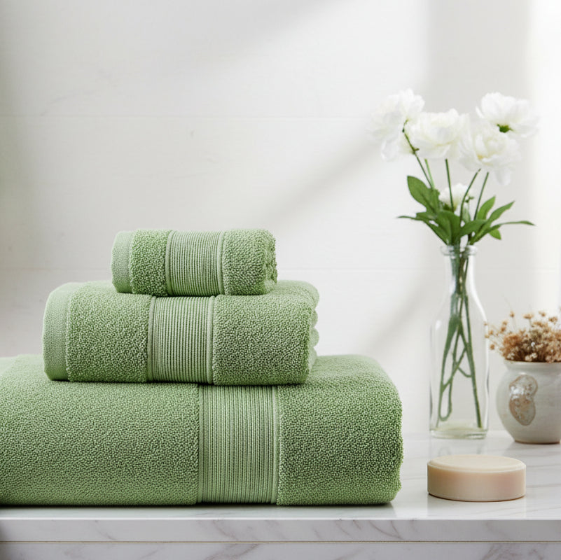 100% Combed Cotton Towel Set - Green