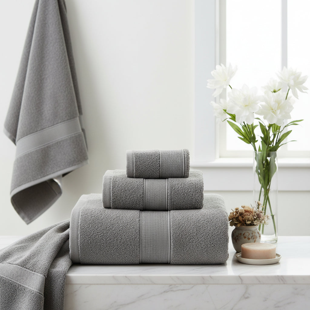 100% Combed Cotton Towel Set - Grey