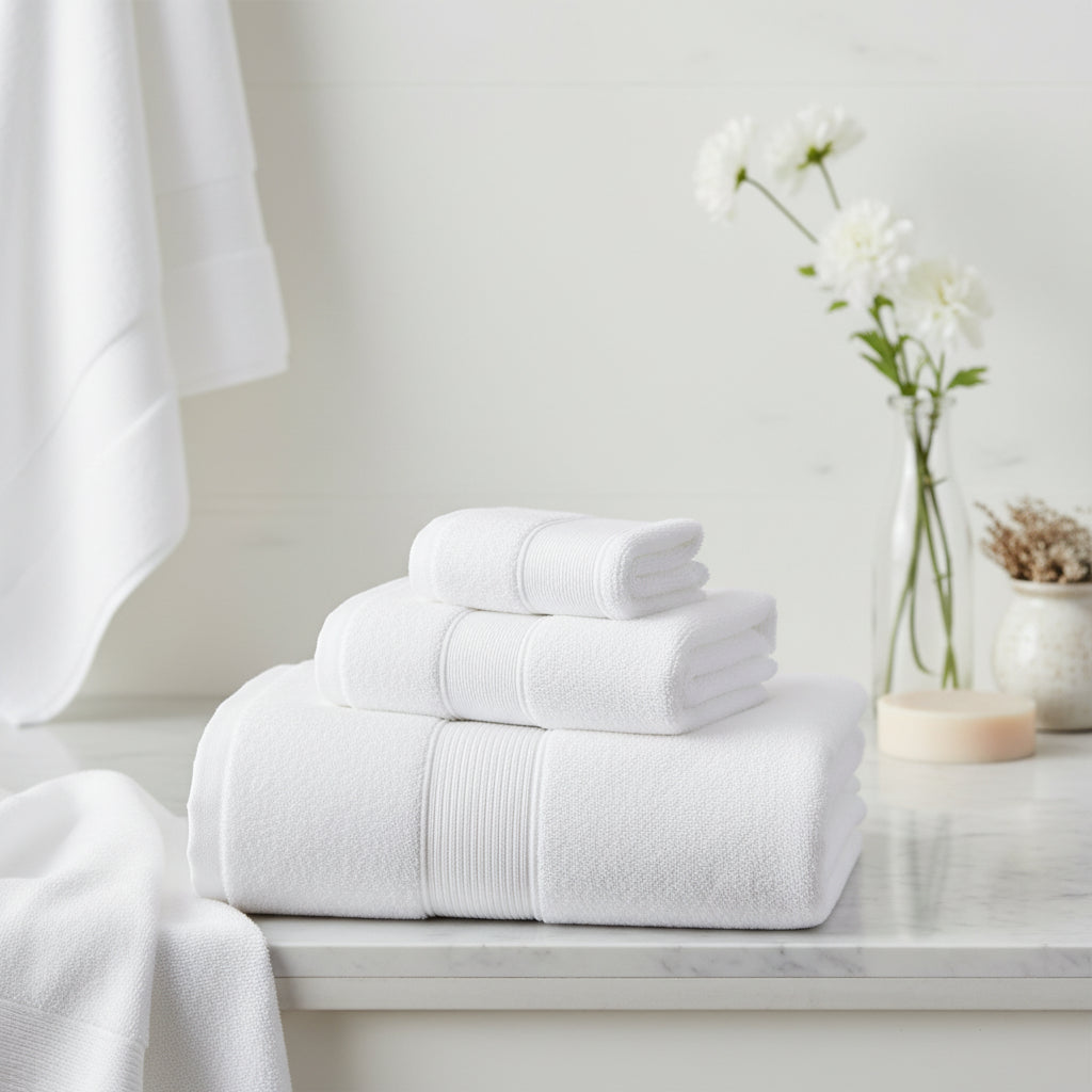100% Combed Cotton Towel Set - White
