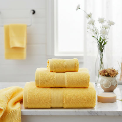 100% Combed Cotton Towel Set - Yellow
