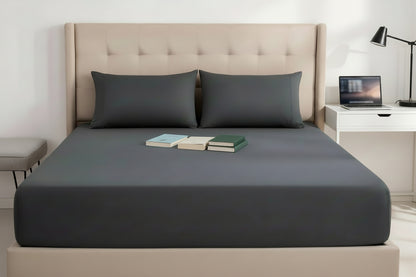 100% Cotton Fitted Sheet Set - Charcoal