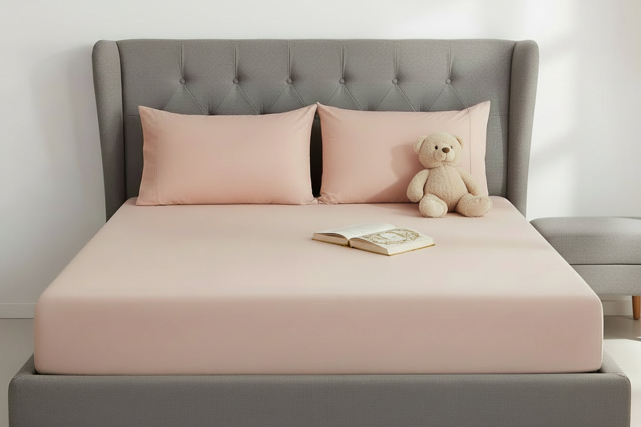 100% Cotton Fitted Sheet Set - Pink