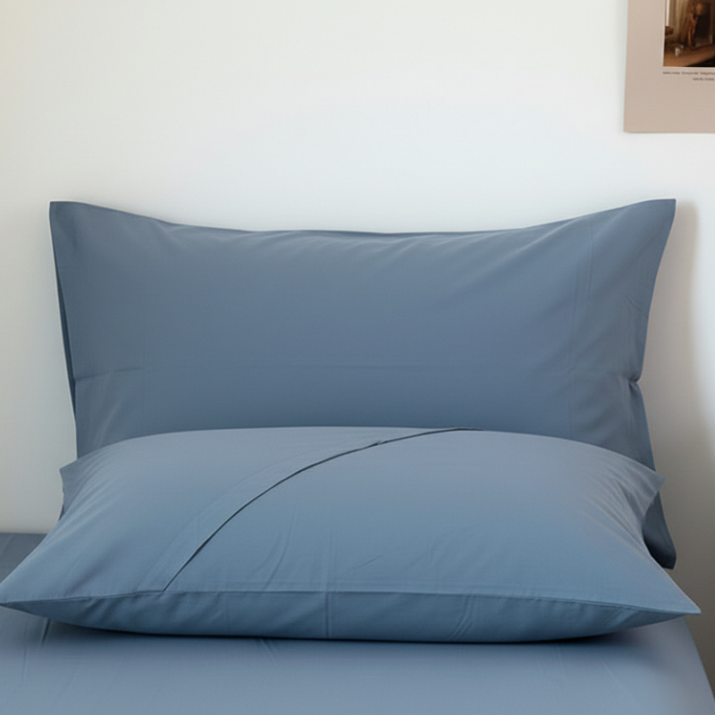 100% Cotton Pillowcase Set Envelope Closure Blue