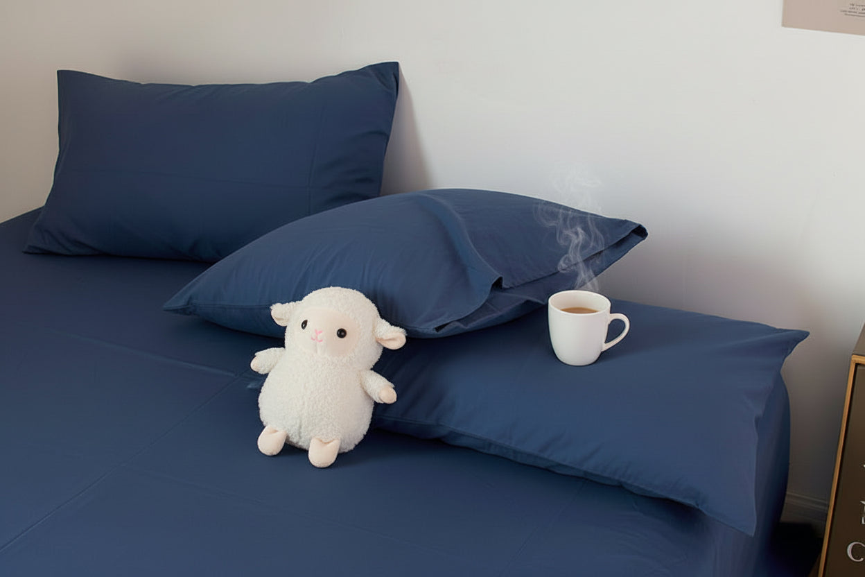 100 Cotton Pillowcase Set Envelope Closure - Dark Blue