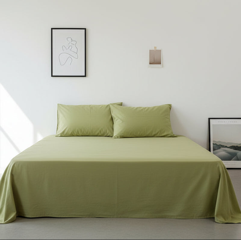 100 Cotton Pillowcase Set Envelope Closure - Green