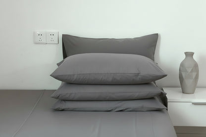 100% Cotton Pillowcase Set Envelope Closure - Grey