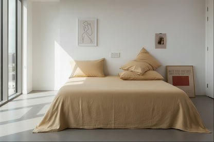 100 Cotton Pillowcase Set Envelope Closure - Light Khaki