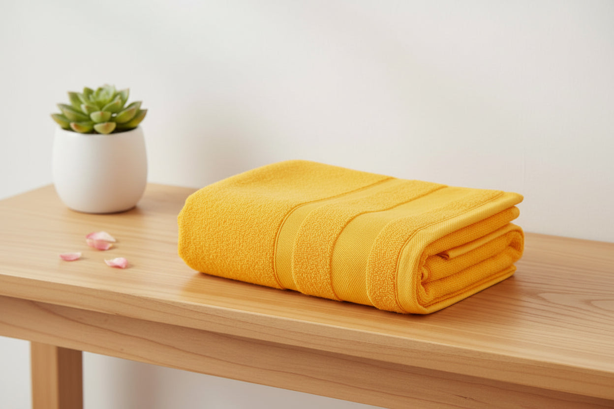 100% Pure Cotton Bath Towel - Yellow