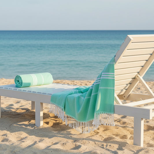 100% Pure Cotton Beach Towel - Green