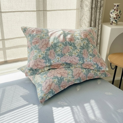 Blue Pink Garden Pillowcase Set