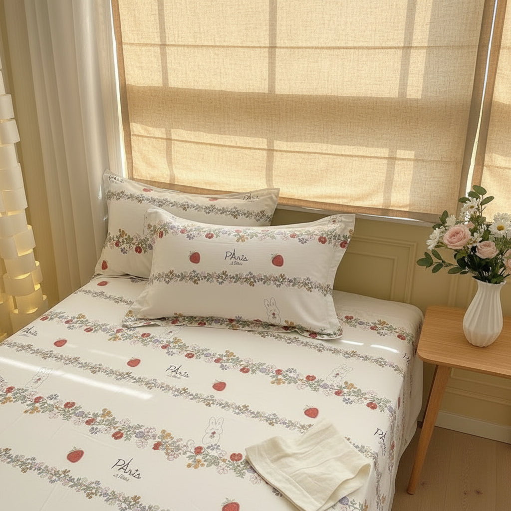 Cream Paris Floral Pillowcase Set