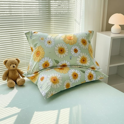 Green Daisy Bloom Pillowcase Set