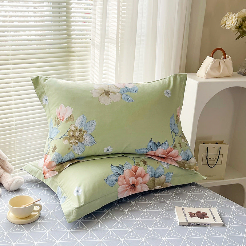 Green Floral Bloom Pillowcase Set