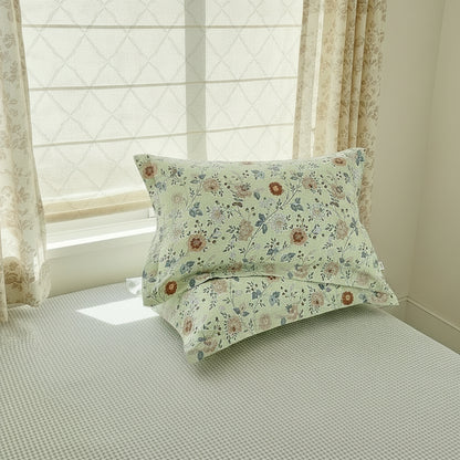 Green Vintage Floral Pillowcase Set