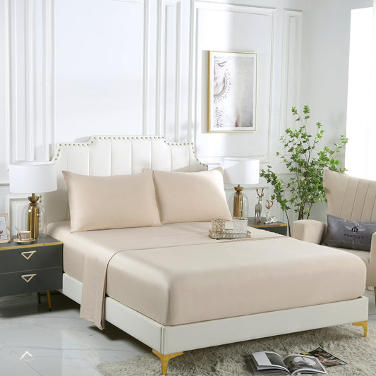 Beige Organic Bamboo Bedsheet Set - King Size