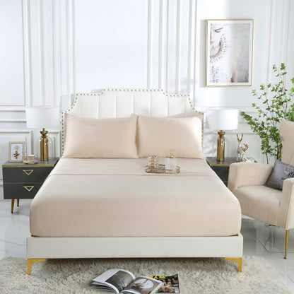 Beige Organic Bamboo Bedsheet Set - Queen Size