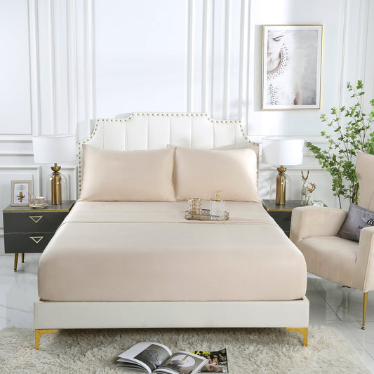 Beige Organic Bamboo Bedsheet Set - Queen Size