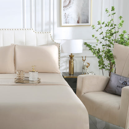 Beige Organic Bamboo Bedsheet Set - Queen Size