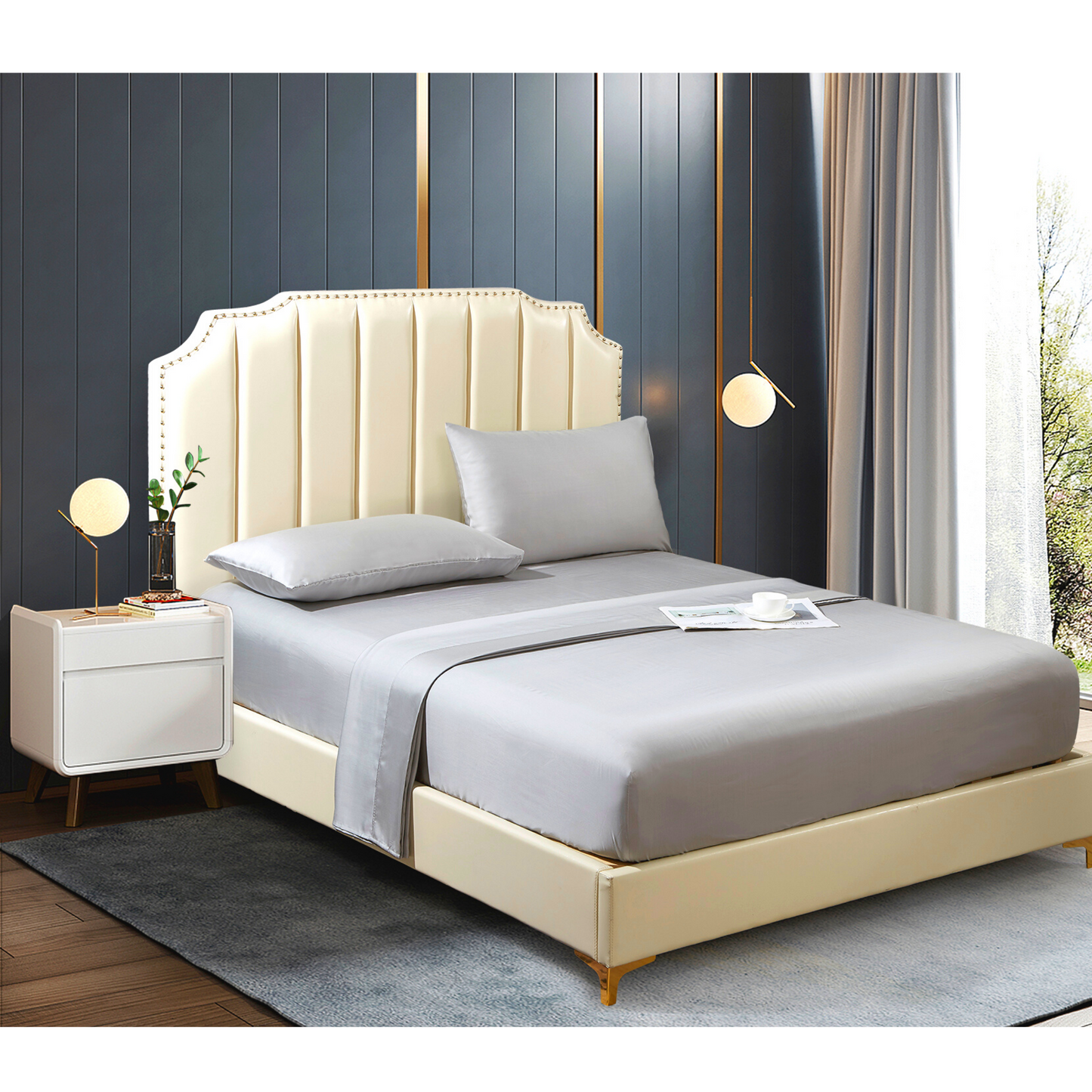 Blue Lyocell Bedsheet Set - Double Size
