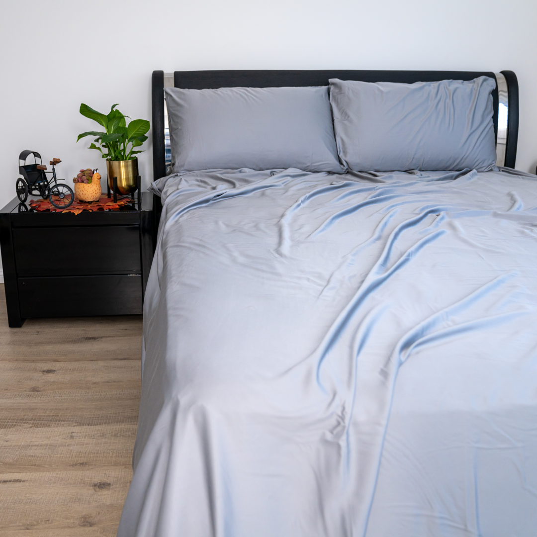 Blue Lyocell Bedsheet Set - Double Size