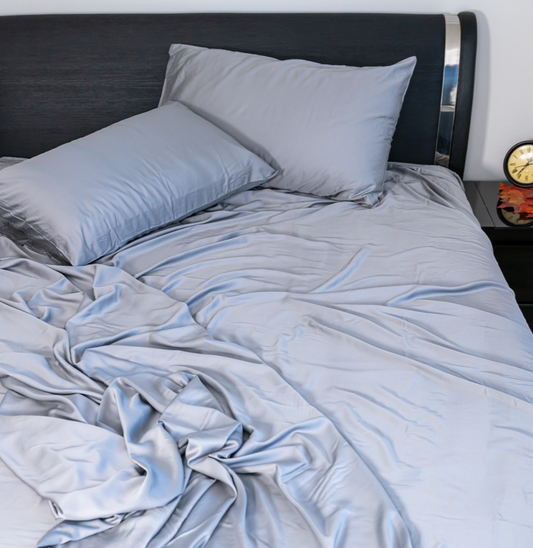 Blue Lyocell Bedsheet Set - King Size